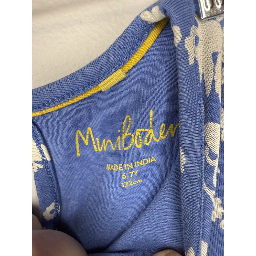 Mini Boden Girls Blue Butterfly Flower Dress 6-7Y 122cm Long Sleeve EUC - Picture 4 of 9